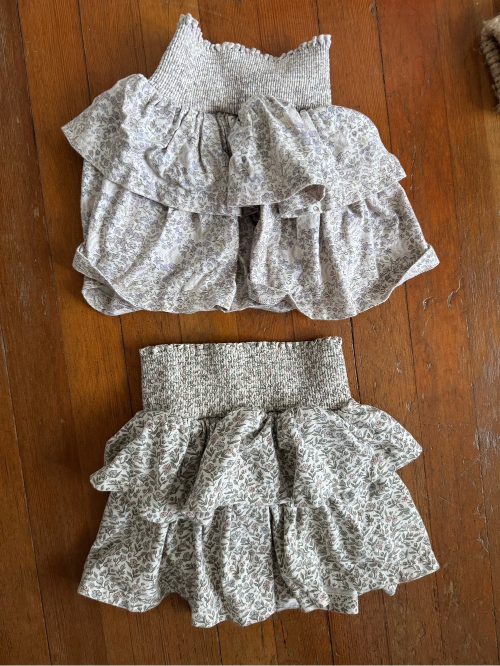 Bundle of 2 Jamie Kay Floral Ruffle Tiered Mini Skirt —  Pale lilac/olive Floral